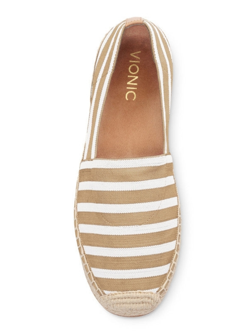 Vionic Valeri Slip On Sand Striped Canvas Espadrille Slip-Ons in Beige & White 9 - Picture 3 of 8